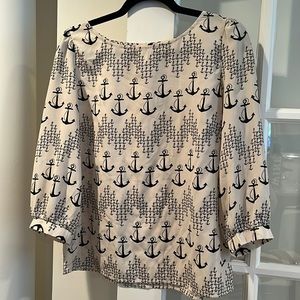 Long Sleeve Nautical-Themed Blouse